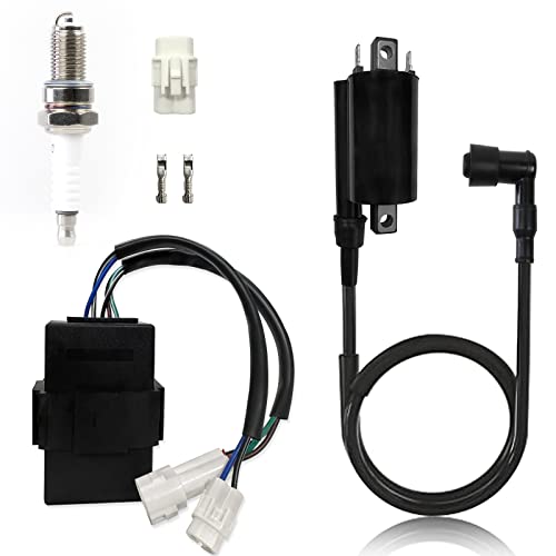 Ayiddue Igniter CDI Box Ignition Coil Spark Plug For Kawasaki Bayou 300 KLF300 KLF300B 1988-2004 KLF300C 1997-2004 21119-1369 21121-1049