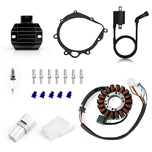 Ayiddue Regulator Rectifier Ignition Coil Stator Magneto Cover Gasket Spark Plug For Suzuki Quadsport Z400 LTZ400 2003-2008 Quadsport Z400 LTZ400Z 2004 2008 33410-09F00 32101-07G00 32800-05F20 11483-07G00